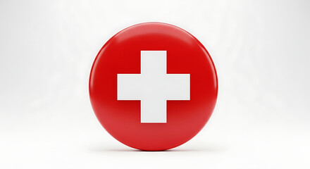 Fototapeta premium Red Sphere with White Cross Swiss Symbolism.