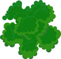 Top view of a green tree illustration. Vector of green tree top view isolated on white background for landscape plan and architecture drawing, elements for environment and garden 