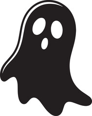 Black ghost illustration with white eyes and mouth halloween spooky