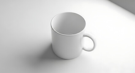 Obraz premium Simple White Ceramic Mug with Handle Isolated.