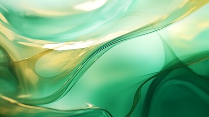Subtle pale mint and deep emerald fluid marble composition with glowing golden lines and hazy ink background, soft and elegant full frame look, full frame