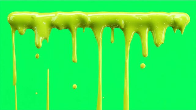 Realistic slime spill, glowing green goo dripping