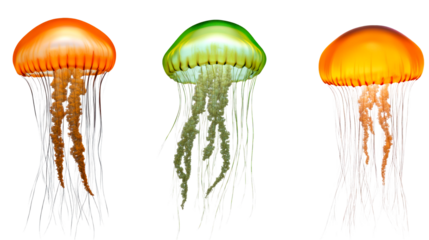 Colorful jellyfish swimming underwater in a serene environment