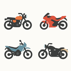 Obraz premium Simple Flat Style Illustration of Motorbike and Motorcycle Collection