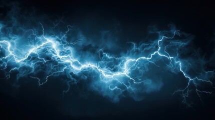 Lightning strikes in dark sky