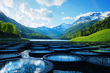 Exploring the concept of data lakes in a serene mountain setting Generative AI