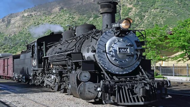 Early narrow old gauge American steam locomotive 