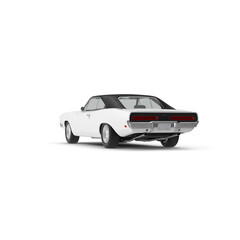 Naklejka premium White Classic Muscle Car with Black Roof Isolated on Transparent Background