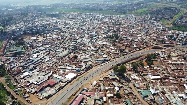 Expansive Aerial View of Nairobi's Kibera Slum Revealing Intricate Urban Patterns and Social Landscape