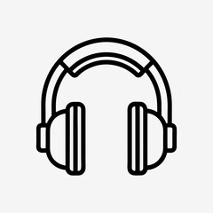 Headphone outline isolated on white background
