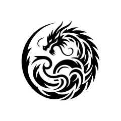 Obraz premium Tribal dragon curled into a circular