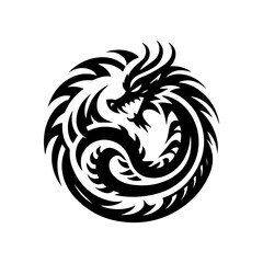 Obraz premium Tribal dragon curled into a circular