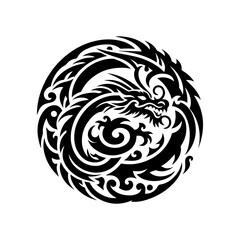 Obraz premium Tribal dragon curled into a circular