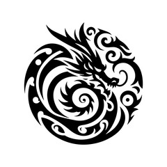 Obraz premium Tribal dragon curled into a circular