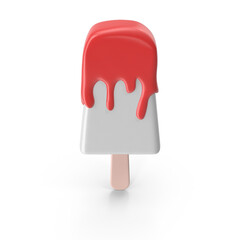Red and White Popsicle with Dripping Topping Isolated on Transparent Background