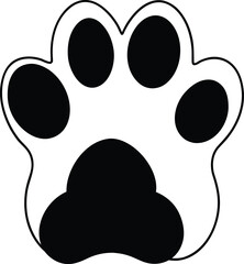 Black Paw Print Silhouette Isolated on White Background Design