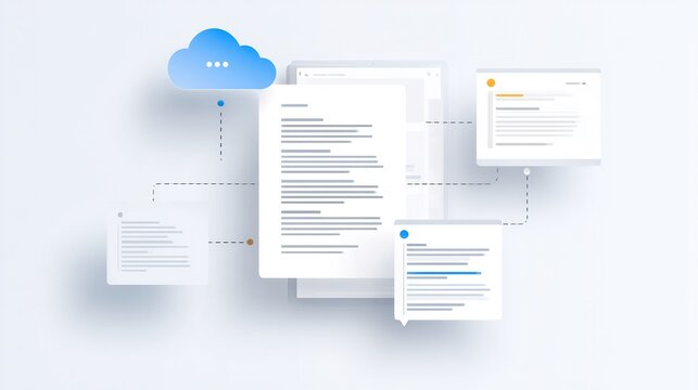 Cloud based document management system illustration for web and app design
