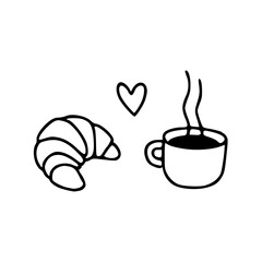 cute breakfast doodle with heart symbol