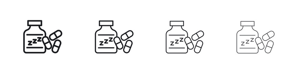 Sleeping pills icon. minimal strokes lines for web designs