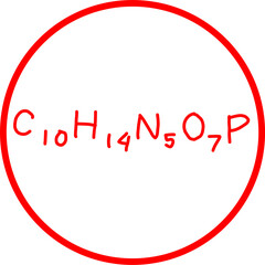 Hand-drawn red molecular formula 