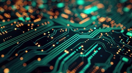 Obraz premium Intricate circuit board design showcases advanced technology and connectivity