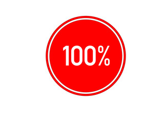Red 100% off sale label – minimalist starburst vector badge for ecommerce & retail ads