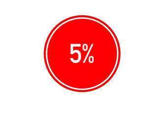 Red 5% off sale label – minimalist starburst vector badge for ecommerce & retail ads