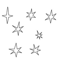 Star icon. Premium quality, favorite shiny and sparkling pictogram, blink glitter and glowing symbol. Vector night sky decorative boho elements isolated set. Cosmic celestial bodies of different shape