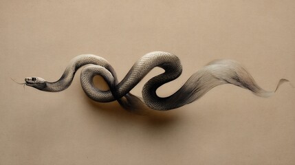 Obraz premium A mesmerizing drawing of a snake elegantly intertwined on a neutral background
