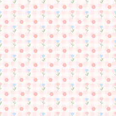 seamless pattern with pink flowers