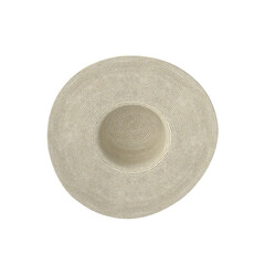 Wide-Brimmed Straw Sun Hat Isolated on Transparent Background