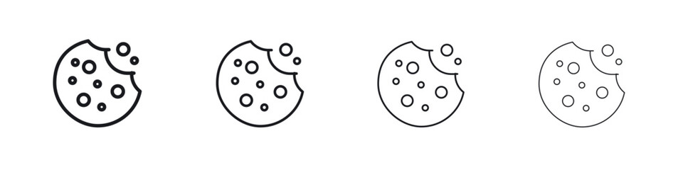 Cookie icon. minimal strokes lines for web designs