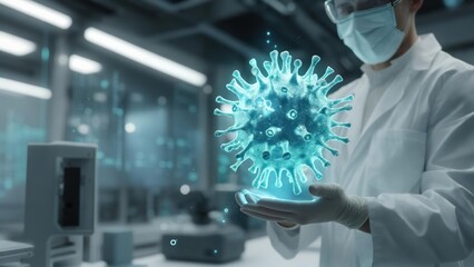 Scientist holding a virus model (1)