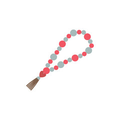 Illustration of Pixel Art Rosary Beads: Red and White Prayer Beads vector