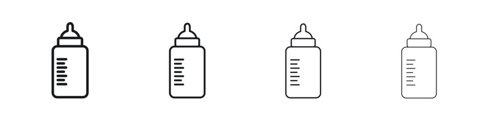 Obraz premium Baby milk bottle icon. minimal strokes lines for web designs