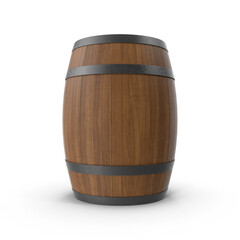 Fototapeta premium Wooden Barrel with Metal Hoops Isolated on Transparent Background