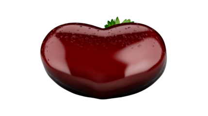 Heart shaped chocolate with fresh strawberries on clear background