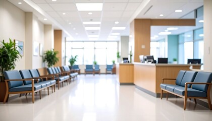 Hospital waiting room interior, blurred