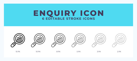 Enquiry icon symbol. Outline. Lineal icon with editable stroke.