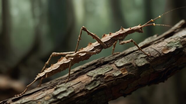 Stick insect on a log