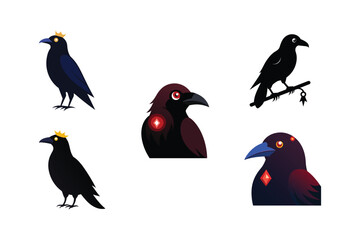 Obraz premium Raven Perched Vector Illustration