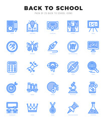 Back To School Two Color icons collection. Two Color icons pack. Vector illustration