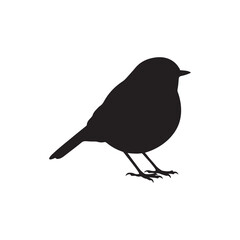 Bird robin silhouette vector flat illustration design on white background