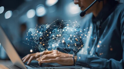 Technical support customer service concept, software engineer using laptop computer with customer support and global network, internet technology, it support, digital system service. video. - Powered by Adobe