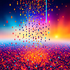 A vibrant high contrast pixel mosaic illustration
