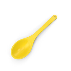 Yellow Plastic Spoon Isolated on Transparent Background