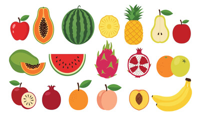 Adobe Illustrator Artwork of Vibrant assortment of fresh fruits in a colorful collection