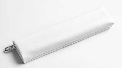 White rectangular pouch with a small metal ring.