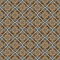 Beautiful seamless blue brown flowers