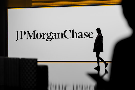 Guilherand-Granges, France - August 06, 2025. JP Morgan Chase is an American multinational investment bank and financial services company, a global leader in banking and finance.